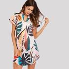 Shein Plant Print Asymmetrical Hem Dress