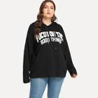 Shein Plus Letter Print Drop Shoulder Hoodie