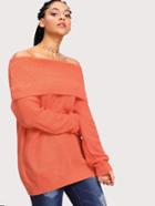 Shein Off Shoulder Fold Over Sweater