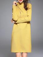 Shein Yellow Collar Pleated Elastic Dress