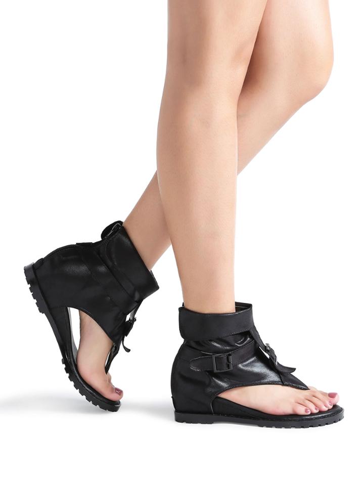 Shein Black Toe Post Buckle Detail Sandals