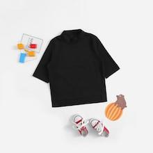 Shein Girls Mock-neck Stepped Hem Tee