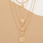 Shein Multi Layered Chain Necklace With Coin Pendants