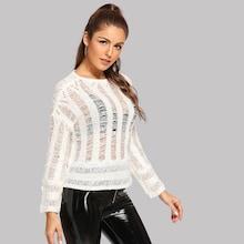 Shein Drop Shoulder Ripped Distressed Sweater Without Bra