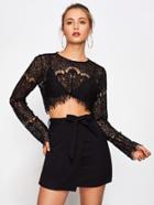 Shein Hollow Out Eyelash Lace Tee