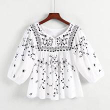 Shein Embroidery Babydoll Blouse