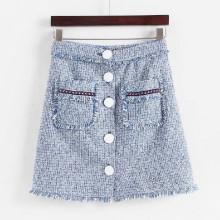 Shein Tassel Trim Tweed Skirt
