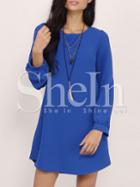 Shein Blue Colbalt Long Sleeve Casual Dress