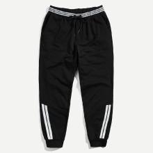 Shein Men Drawstring Waist Pocket And Elastic Hem Pants