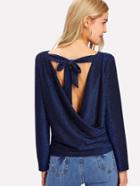 Shein Tie Back Draped Glitter Blouse