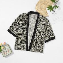 Shein Girl Contrast Binding Open Front Coat