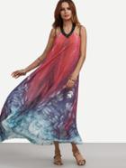 Shein Multicolor Abstract Print Strappy Loose Fit Dress