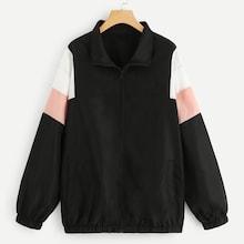Shein Plus Cut-and-sew Zipper Up Jacket