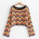 Shein Open-knit Chevron Crop Jumper