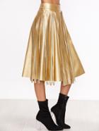 Shein Gold Faux Leather Fringe Midi Skirt