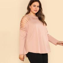 Shein Plus Cut Out Yoke Solid Tee