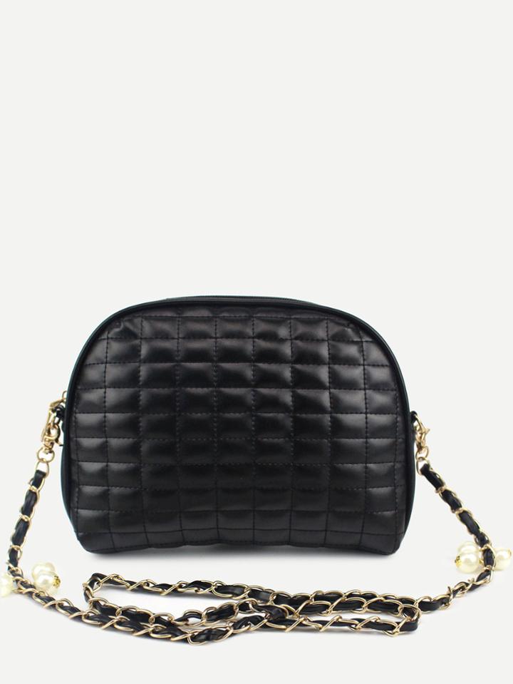Shein Black Quilted Dome Bag With Chain
