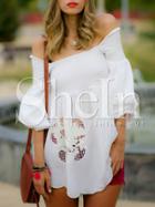 Shein White Off The Shoulder Lace Embroidered Dress