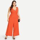 Shein Plus V-neck Wide Leg Sleeveless Jumpsuit