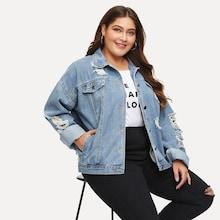 Shein Plus Destroyed Denim Jacket