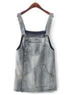 Shein Bleach Wash Denim Overall Dress