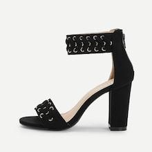 Shein Weave Strap Block Heeled Pumps