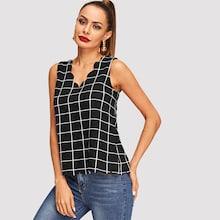 Shein Scallop Trim Grid Tank Top