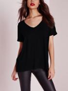 Shein V Neck Cutout Back T-shirt
