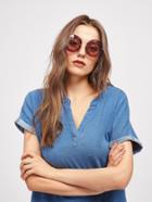 Shein Heart Pattern Rimless Round Sunglasses