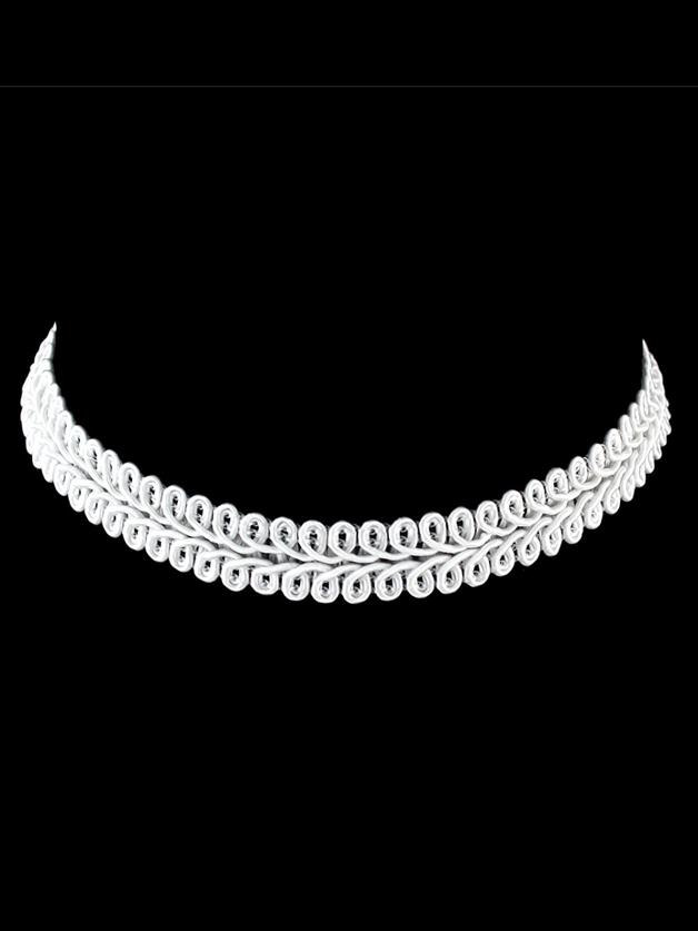 Shein White New Braided Rope Flower Pattern Wide Choker Necklace