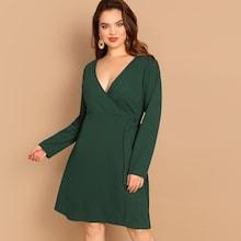 Shein Plus O-ring Knot Side Surplice Dress