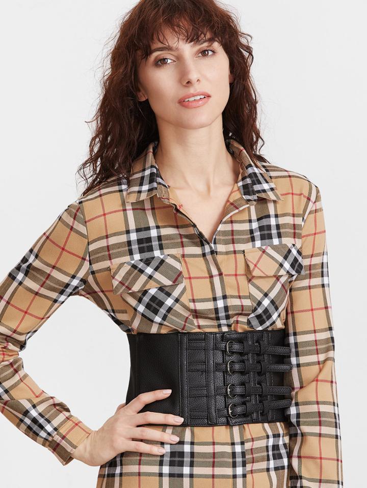 Shein Black Buckles Front Corset Belt