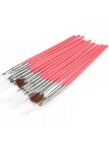 Rosewe 15pcs Pink Nail Tips Painting Pens And Brush Set