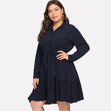 Shein Plus Ruffle Hem Tie Waist Dress