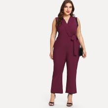 Shein Plus Solid Knot Detail Jumpsuit