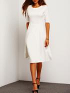 Shein White Half Sleeve A Line Dress