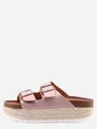 Shein Buckled Strap Flatform Sliders - Gold Pink