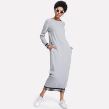 Shein Contrast Stripe Trim Marled Dress