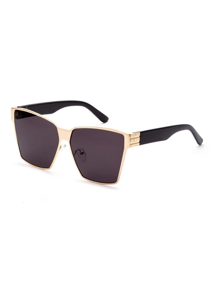 Shein Metal Geometric Frame Black Lens Sunglasses