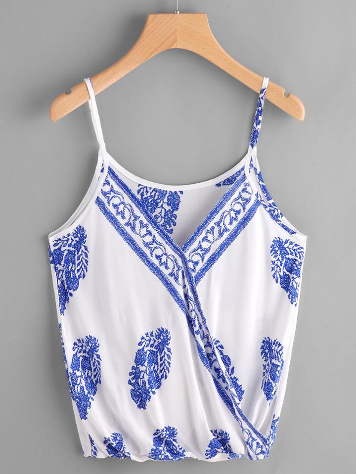 Shein Floral Print Surplice Cami Top