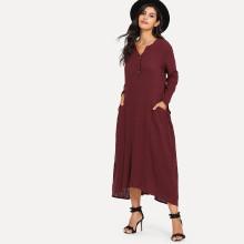 Shein Hanky Hem Button Front Longline Dress