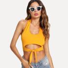 Shein Knotted Front Crop Halter Top
