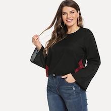 Shein Plus Cut And Sew Panel Flounce Sleeve Blouse