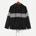 Shein Men Checked Panel Hooded Jacket