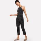Shein Cut Out Back Checked Cami Jumpsuit