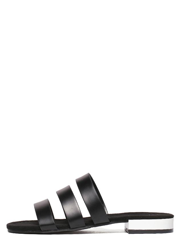 Shein Black Open Toe Block Low-heel Sandals