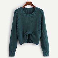 Shein Bow Hem Ribbed Jumper