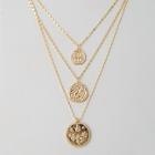 Shein Layered Gold Necklace With Coin Pendants