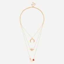 Shein Star & Moon Pendant Layered Chain Necklace