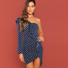 Shein Ruffle Detail Polka Dot Dress